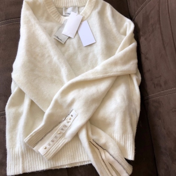 New 3.1 PHILLIP LIM Embellished Cuffs Pullover Sweater - Picture 1 of 11